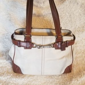 Coach Hamptons Belted Tote Ivory/Brown #F11342